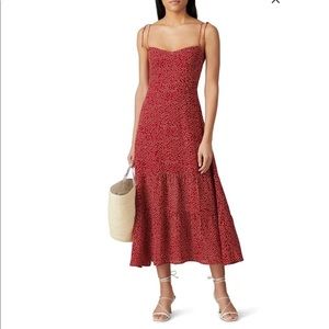 Reformation Dakota Emmie red white flowers floral midi dress - repaired
